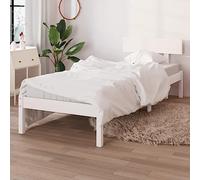 vidaXL Bed Frame Base Platform White Solid Wood Small Single 75x190 cm - Modern Pinewood Bedstead for Compact Spaces, Bedroom/Guest Room