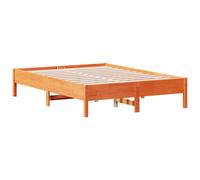 vidaXL Bed Frame Bed Base Bedstead Wax Brown 135x190 cm Double Solid Wood Pine