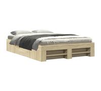 vidaXL Bed Frame Bed Base Home Bedstead Sonoma Oak 135x190 cm Engineered Wood