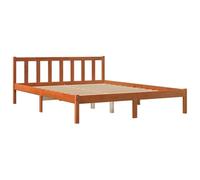 vidaXL Bed Frame, Bed Base for Bedroom, Mattress Foundation for Double, Bedstead, Modern Style, Wax Brown 150x200 cm King Size Solid Wood Pine