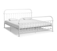 vidaXL Bed Frame Bed Base Mattress Foundation White Metal 180x200 cm Super King