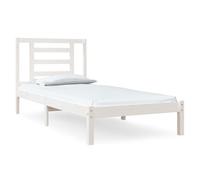 Bed frame White Solid Pine 75x190cm 2FT6 Single Headboard Sturdy 195.5x80.5x31cm