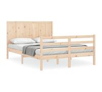 vidaXL Bed Frame Bed with Headboard Mattress Foundation 140x190 cm Solid Wood