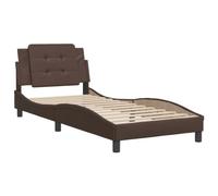 vidaXL Bed Frame, Bed with Headboard, Upholstered Bed, Single Bed for Bedroom, Bed Frame with Slatted Base, Brown, 90 x 190 cm, Faux Leather
