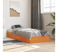 vidaXL Bed Frame without Mattress Wax Brown 90x190 cm Single Solid Wood Pine, Brown