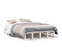 Bed Frame Bedstead Base White 150x200 cm King Size Solid Wood Pine vidaXL