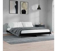 vidaXL Bed Frame Black 140x200 cm Engineered Wood 02 UK HOT