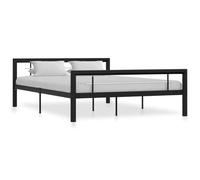 vidaXL Bed Frame Black and White Metal 160x200 cm UK HOT