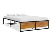 vidaXL Bed Frame Black Metal 120x200 cm Home Double Bedbase Slatted Bedstead