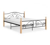 vidaXL Bed Frame Black Metal 140x200 cm Home Double Bedbase Slatted Bedstead