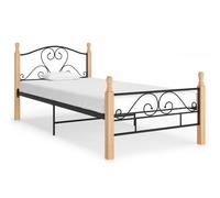 vidaXL Bed Frame Black Metal 90x200 cm Home Single Bedbase Slatted Bedstead