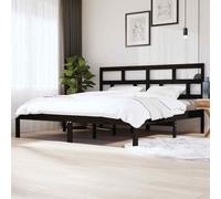 vidaXL Bed Frame Black Solid Wood Pine 200x200 cm LSO UK