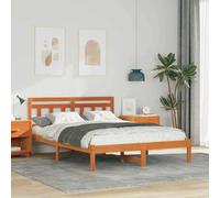 vidaXL Bed Frame Brown 135 x 190 cm Solid Pine Wood