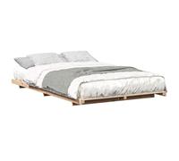 vidaXL Bed Frame Brown 135 x 190 cm Solid Pine Wood, Stylish Bedroom, Modern Bed Frame, Solid Wood Platform, Space-Saving Storage, Minimalist Furniture for Adults