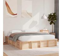 Bed Frame Natural Solid Pine Wood 160x200 cm Lift-Up Storage Wooden withUnderBed [EEK: A]