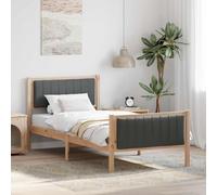 Bed frame 90 x 200 cm Solid pine wood Natural & Dark Grey Platform Bedframe -UK.