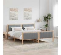 vidaXL Bed frame Brown and light grey 180 x 200 cm Solid pine wood
