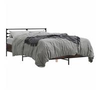 vidaXL Bed Frame Brown Oak 120x190 cm Small Double Engineered Wood and Metal