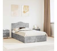 vidaXL Bed Frame Concrete Grey 135 x 190 cm Engineered Wood