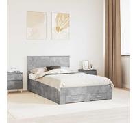 vidaXL Bed Frame Concrete Grey 135 x 190 cm Engineered Wood