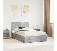 vidaXL Bed Frame Concrete Grey 135 x 190 cm Engineered Wood