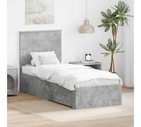 vidaXL Bed Frame Concrete Grey and Silver 75 x 190 cm Engineered Wood