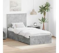vidaXL Bed Frame Concrete Grey and Silver 75 x 190 cm Engineered Wood