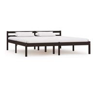 vidaXL Bed Frame Dark Brown Solid Pine Wood 180x200 cm 6FT Super King 02 UK HOT
