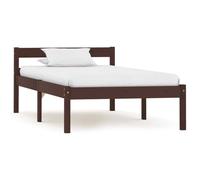 vidaXL Solid Pine Wood Bed Frame Dark Brown 90x200cm Single Bed Furniture