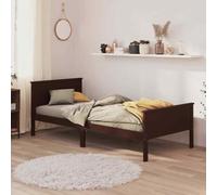 vidaXL Bed Frame Dark Brown Solid Wood Pine 90x200 cm UK HOT