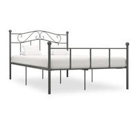 vidaXL Bed Frame Grey Metal 120x200cm Elegant Classic Base Bedroom Furniture