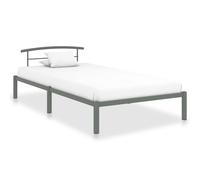 vidaXL Bed Frame Grey Metal 90x200cm Bedroom Furniture Classic Accessory