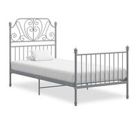 vidaXL Bed Frame Grey Metal Home 90x200 cm Bedroom Furniture Unit Set Bedstead