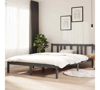 vidaXL Bed Frame Grey Solid Wood 140x200 cm 13 UK HOT