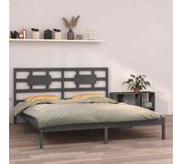 vidaXL Bed Frame Grey Solid Wood 200x200 cm 08 UK HOT