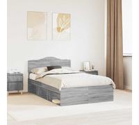 vidaXL Bed Frame Grey Sonoma 120 x 200 cm Solid Pine Wood