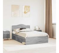 vidaXL Bed Frame Grey Sonoma 120 x 200 cm Solid Pine Wood