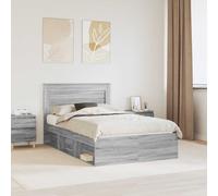 vidaXL Bed Frame Grey Sonoma 120 x 200 cm Solid Pine Wood, Durable Pine Wood Bed