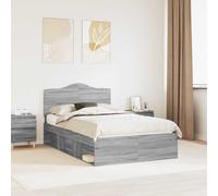 vidaXL Bed Frame Grey Sonoma 135 x 190 cm Solid Pine Wood