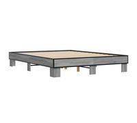 vidaXL Bed Frame Grey Sonoma 150x200 cm King Size Engineered Wood and Metal