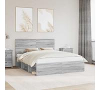 vidaXL Bed Frame Grey Sonoma 160 x 200 cm Solid Pine Wood