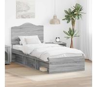 vidaXL Bed Frame Grey Sonoma 75 x 190 cm Solid Pine Wood