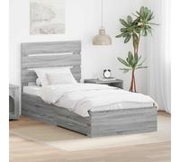 vidaXL Bed Frame Grey Sonoma and Silver 75 x 190 cm Engineered Wood