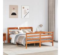 vidaXL Bed Frame & Headboard Wax Brown 120x190 cm Small Double Solid Wood Pine