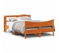 vidaXL Bed Frame & Headboard Wax Brown 120x190 cm Small Double Solid Wood Pine