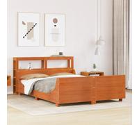 vidaXL Bed Frame & Headboard Wax Brown 120x190 cm Small Double Solid Wood Pine