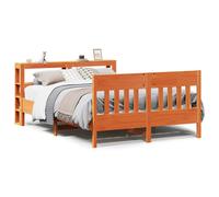 Bed Frame without Mattress Wax Brown 120x190 cm Small Double Solid Wood Pine