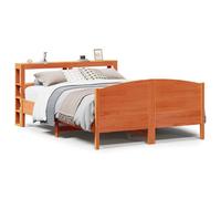 vidaXL Bed Frame & Headboard Wax Brown 120x190 cm Small Double Solid Wood Pine