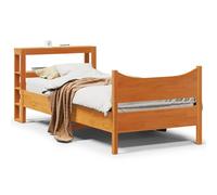 vidaXL Bed Frame & Headboard Wax Brown 75x190 cm Small Single Solid Wood Pine
