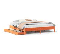 vidaXL Bed Frame Home Bed Base Bedstead Wax Brown 200x200 cm Solid Wood Pine
